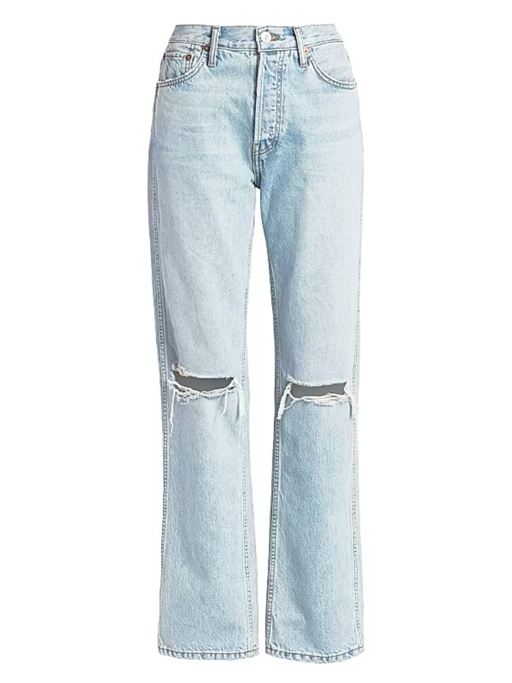 RE/DONE High-Rise Ripped-Knee Loose Jeans